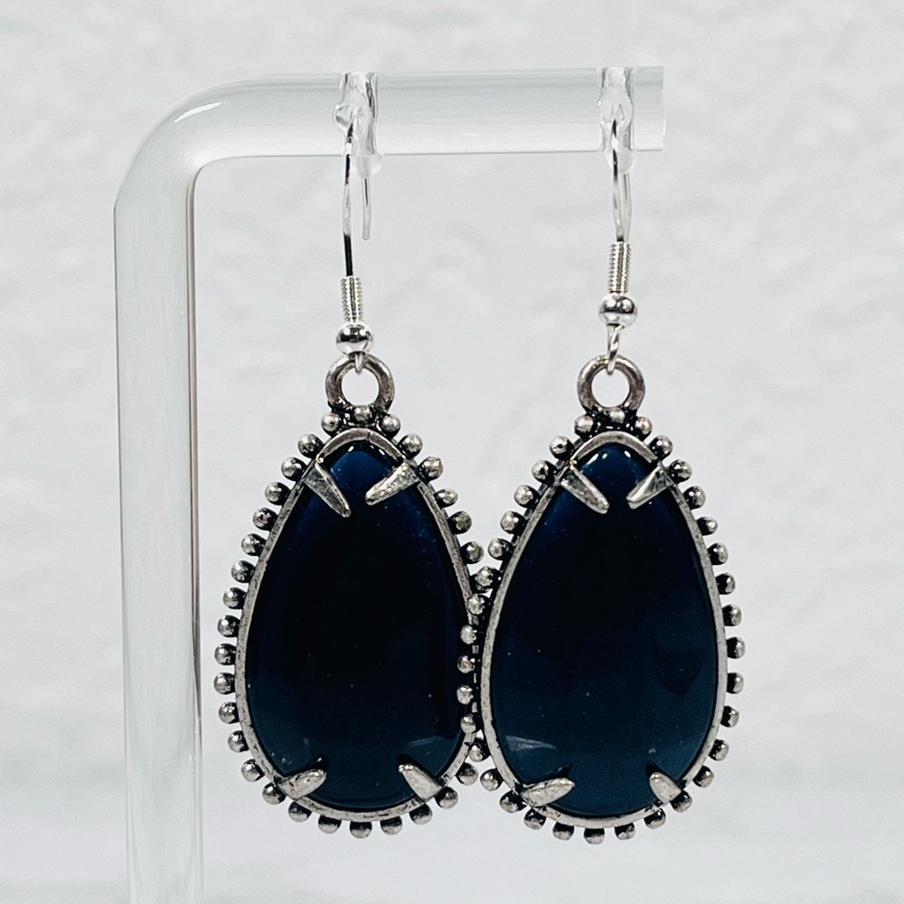 4/$20 Navy Blue Teardrop Earrings